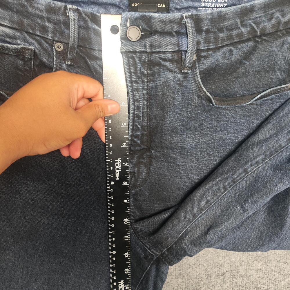 Good American Good Boy Straight Jeans Womens 8/29 Blue High Rise Slit Denim - Picture 7 of 13